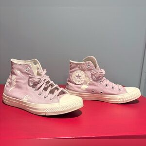 Converse Women's Pink tone with floral design High-Top Sneakers size 8